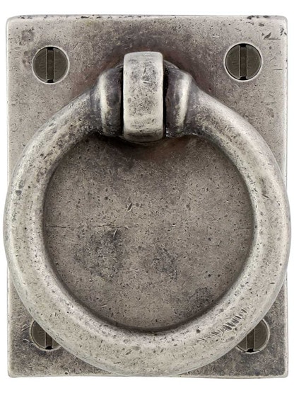 Rectangular Bronze Pull with Round Ring in White Medium Bronze.